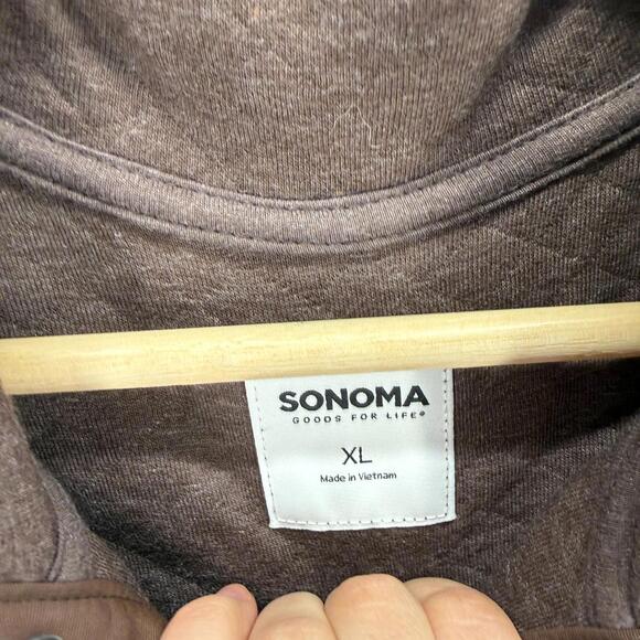 New Sonoma Sweater Pullover Men XL Brown The Supersoft Quarter-Snap Fleece Knit - Picture 3 of 7